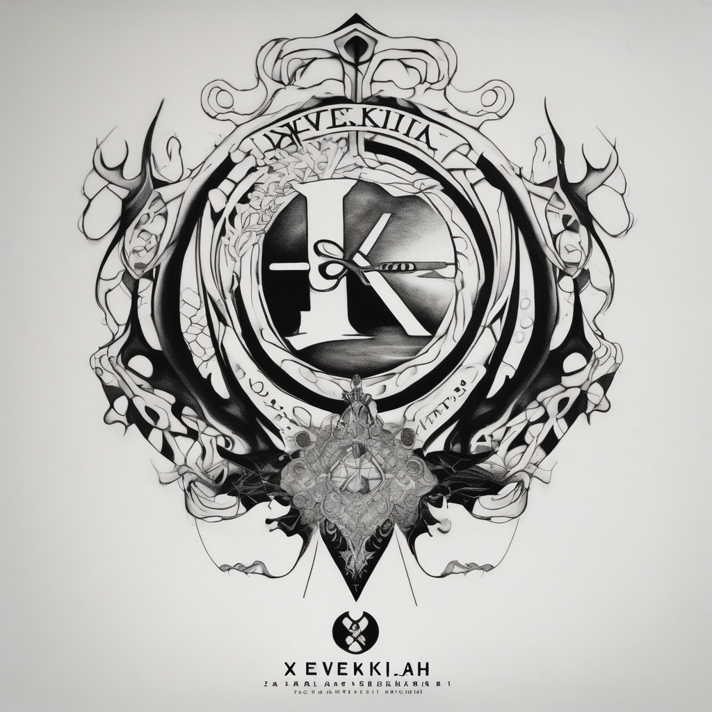 Xevekiah name tattoo, with foot print and date 8/7/23 mushroom tattoos, AI-generated Surreal tattoo design